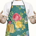 thumbnail image 2 of Pioneer Flower Floral Print Pattern Apron-Garden Aprons for Women with Pockets-Cotton Linen Waterproof Kitchen Cooking Gardening Aprons Adjustable for Kitchen,Cooking,BBQ and Salon 33x27 Inch, 2 of 7