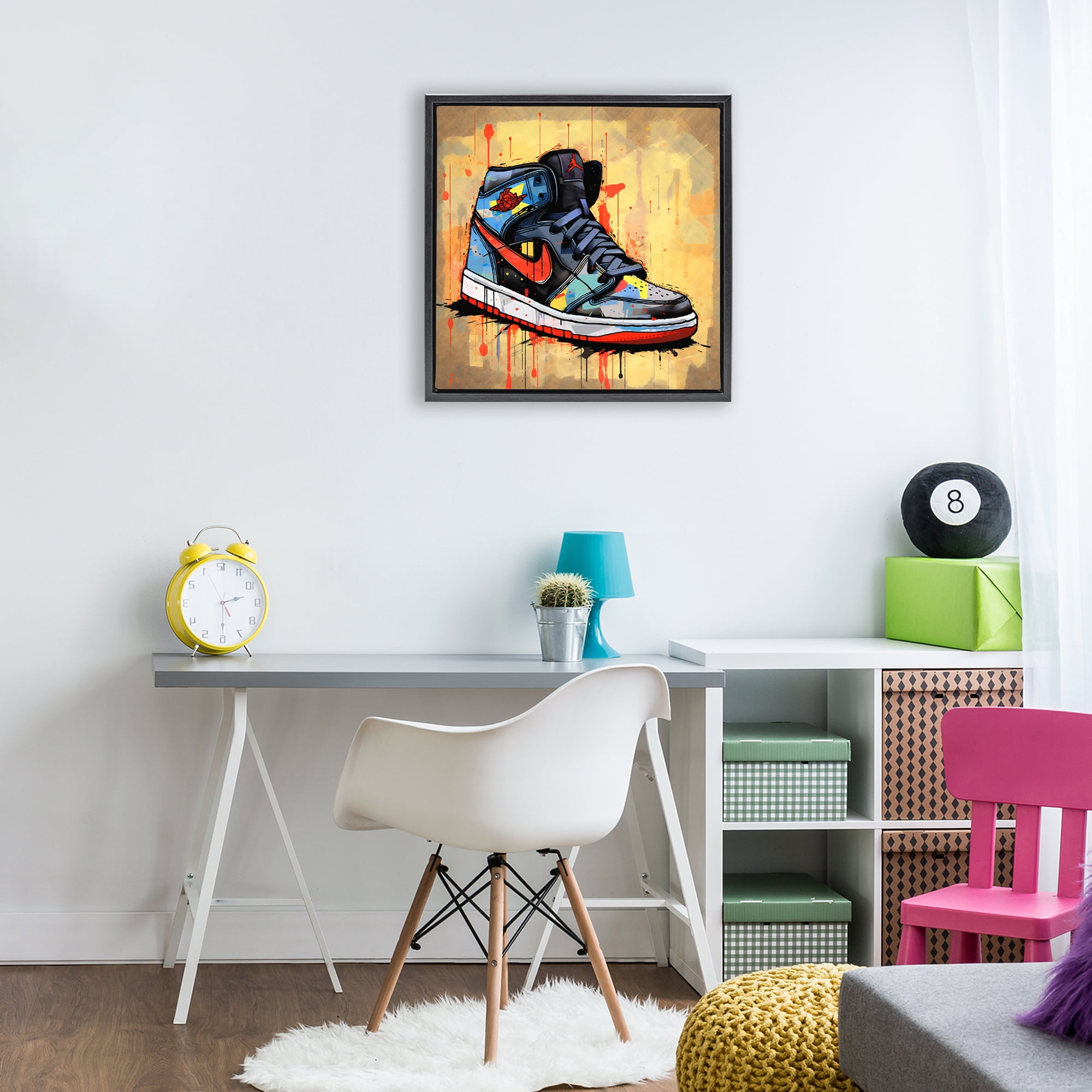 Stupell Industries Sporty Sneaker Drips Black Framed Floater Canvas Wall Art, design by Creative Studio
