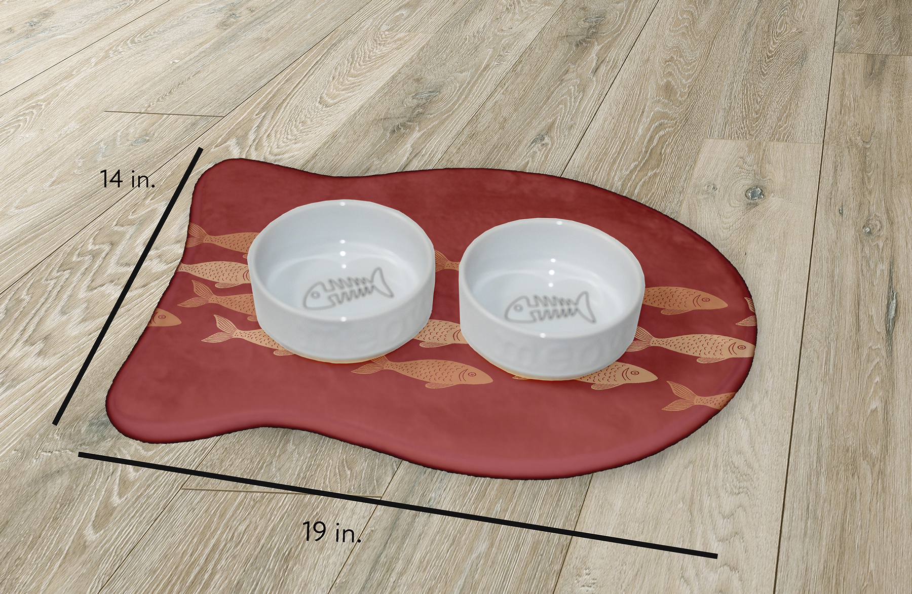 Simply Daisy Fish Line Fish Shape Pet Feeding Mat for Cats