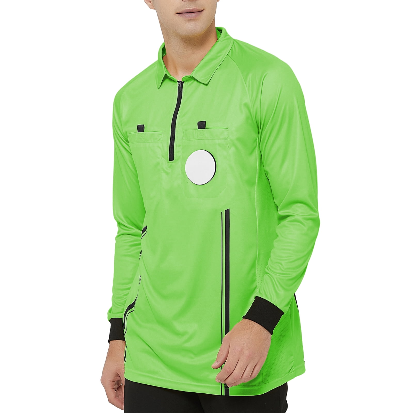 TOPTIE Men's Official Soccer Long Sleeve Referee Jersey USSF Pro Uniform-Green-3XL