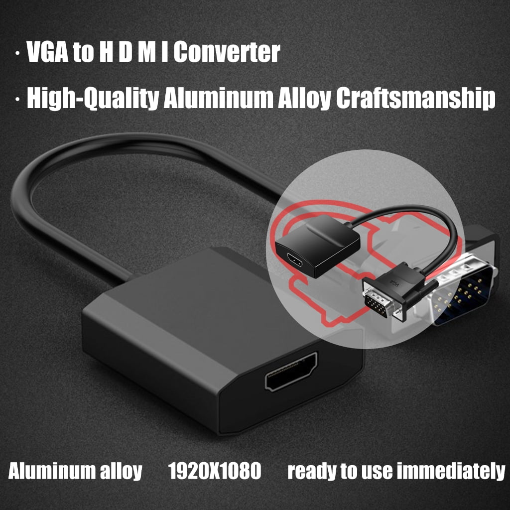 VGA Male to HDMI Female Adapter Cable - 1080P with 3.5mm Audio
