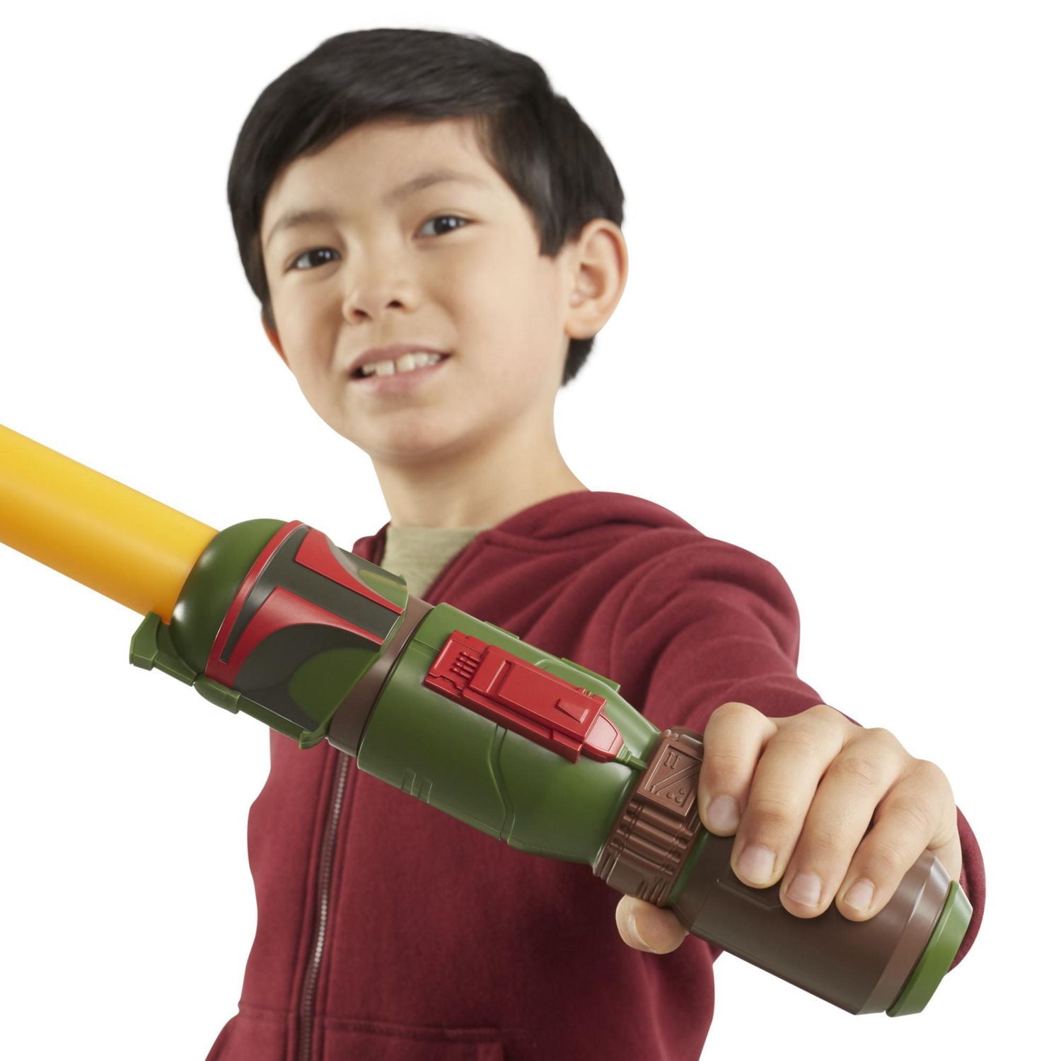 Star Wars Lightsaber Squad Boba Fett Extendable Yellow Lightsaber Role Play, Pretend Play Toy for Kids Ages 4 and Up