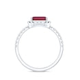 thumbnail image 2 of Rosec Jewels Certified Lab Grown Ruby Engagement Ring with Diamond Halo - Emerald Cut Ruby Ring - AAAA Quality Certified, 18K White Gold, US 6.50, 2 of 8