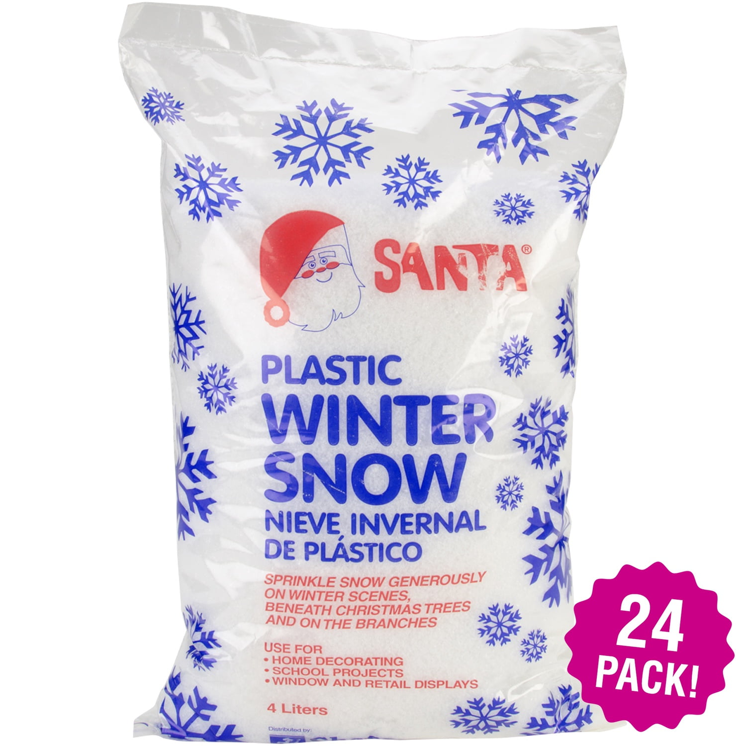 Plastic Winter Snow 6oz, Multipack of 24