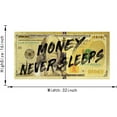 thumbnail image 5 of HFDF Golden 100 Dollar Canvas Wall Art spirational Money Wall Art Money Never Sleeps Artwork Wooden Ready to Hang- 14x11inch Framed, 5 of 6