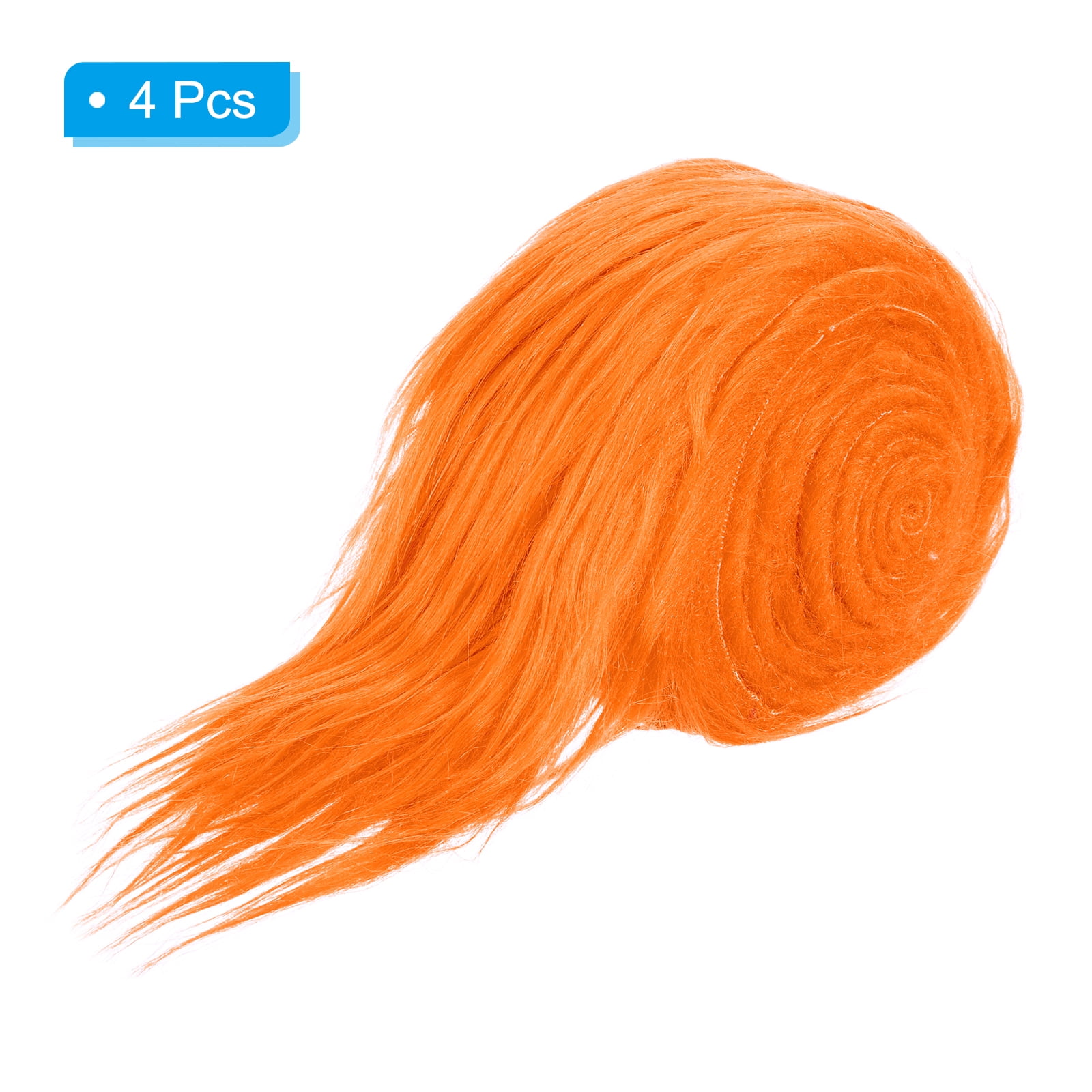 Uxcell Plush Faux Fur Fabric Precut Strips, 59" x 2" Fluffy Faux Fur Ribbon, Orange 4Pack