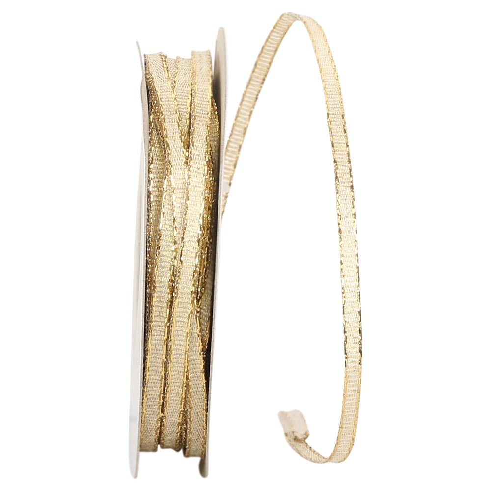 Reliant Gold Reliant Ribbon - 60039W-035-18J, Glimmer Wired Edge Ribbon, Gold, 1/8 ...