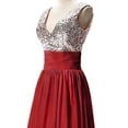 thumbnail image 2 of MisShow Long Maxi Prom Party Dress For Women Burgundy Sequins Chiffon Patchwork Evening Gown Size XL, 2 of 4