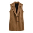 thumbnail image 5 of Xaqiouau Women's Long Sleeveless Trench Coat Lapel Collar Open Front Vest Jacket Casual Button Down Lightweight Duster Waistcoat Outerwear with Pockets, 5 of 6
