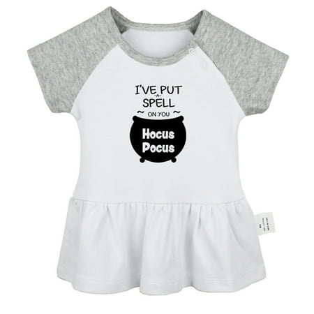 

I ve Put a Spell On You Hocus Pocus Funny Dresses For Baby Newborn Babies Skirts Infant Princess Dress 0-24M Kids Graphic Clothes (Gray Raglan Dresses 0-6 Months)