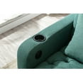 thumbnail image 6 of Living Room Modern Accent Lounge Chaise Chair Leisure Barry Sofa Polyester Fabric Button Tufted Recliner Chair Sleeper Bed with Adjustable Backrest, Side Pocket and Cup Holders, for Bedroom, Green, 6 of 7