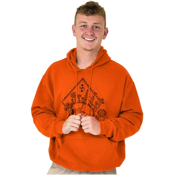 Floral Diamond Skull Symbol Spiritual Unisex Plus Fleece Graphic Hoodie Brisco Brands 2X