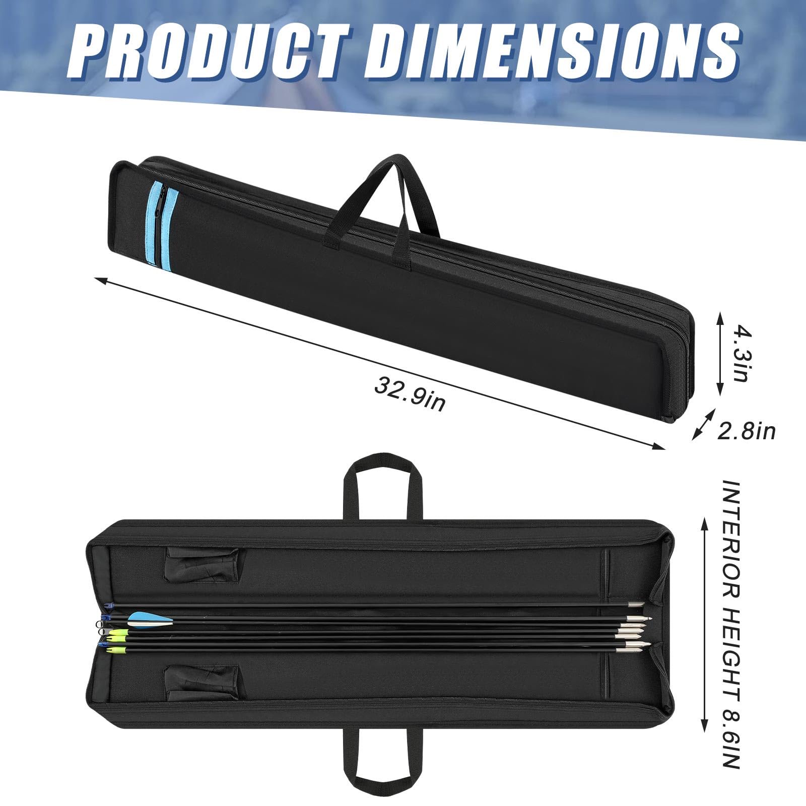 33 Inch Arrow Storage Quiver Oxford Cloth Lightweight Arrow Case 0.95 lbs