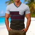 thumbnail image 2 of CONZONE Men's Tshirts Short Sleeve T-Shirts for Men Casual Striped V Neck Lightweight Tees Cozy Summer Tops, 2 of 8