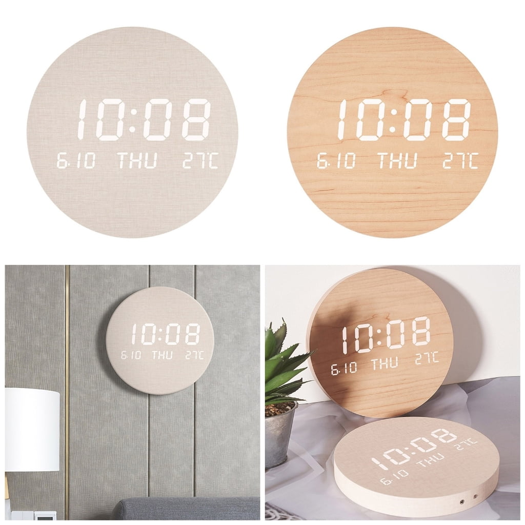 Jesscasday LED Wall Clock with Temperature Date Display Quiet Operate for Bedroom Office