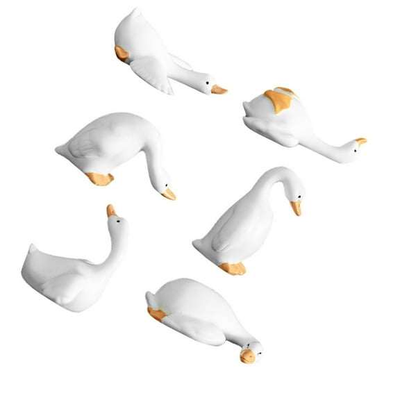 Set Of 6 Geese Figurines Garden Ornament Handcrafted Resin For Shelf Decoration Miniature Landscape