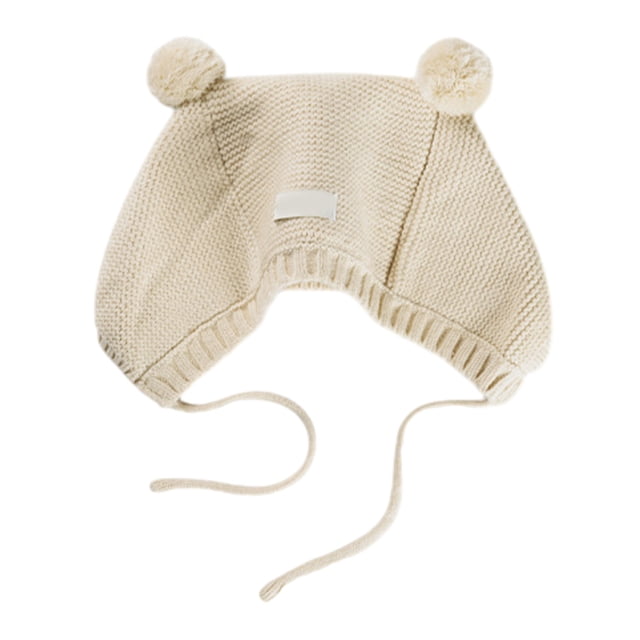 Gorro de ganchillo para bebé, gorro con orejas de oso bonito para niños y niñas, gorros con orejeras para otoño e invierno, gorro cálido