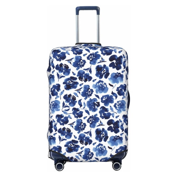 Xecao Blue Ink Flowers print Elastic Luggage Cover, with double-sided print , is perfect for travel, business, and daily use