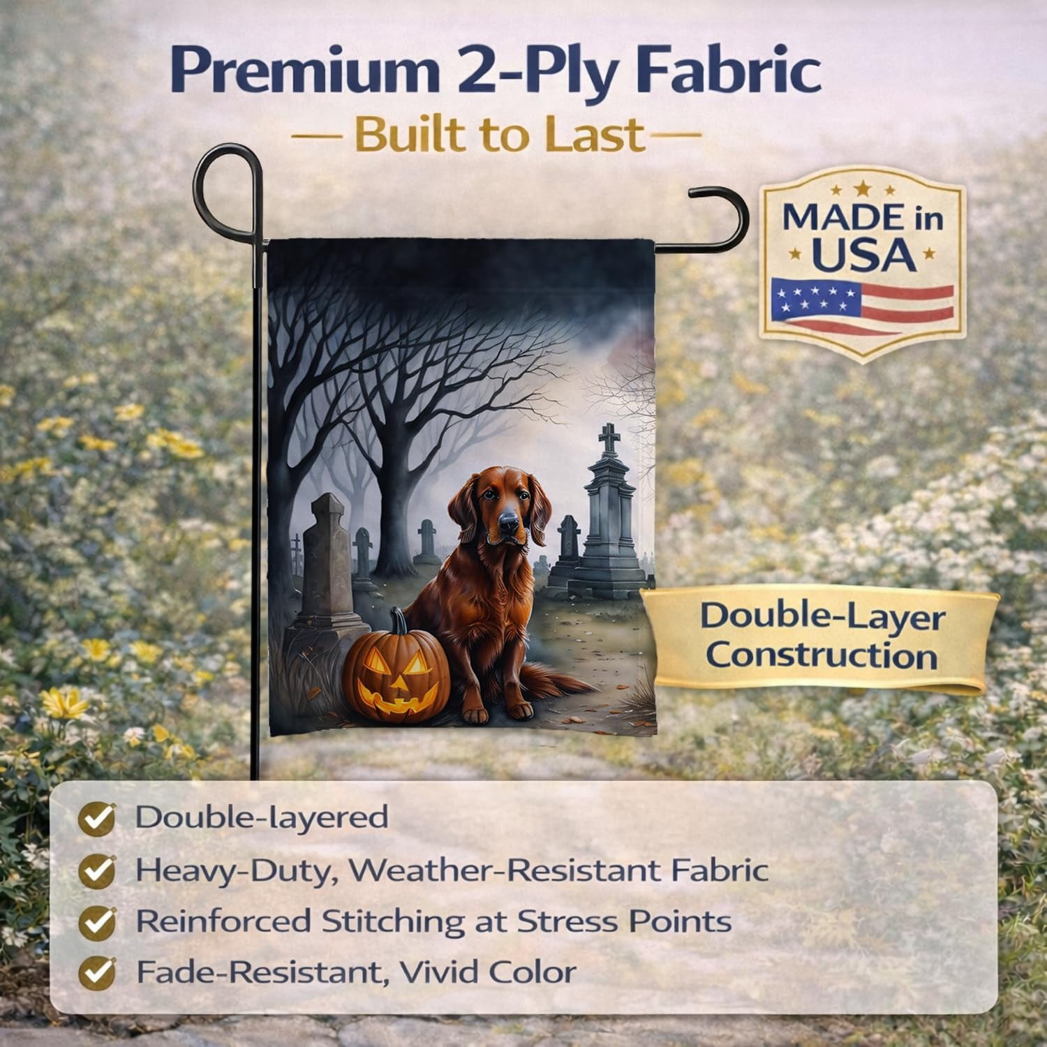Irish Setter Spooky Halloween Garden Flag 11.25 in x 15.5 in