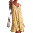 thumbnail image 1 of Femmes V Cou Fronceur Imprimé Floral Plissée Ourlet Mini-Robe, 1 of 4