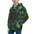 thumbnail image 2 of Pofeuu Peacock Feathers Print Teenage Zipper Hoodie Sweatshirts Hooded Casual Jackets With Pocket For Boys Girls-Small, 2 of 6