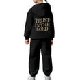 thumbnail image 5 of Toddler Outfits for Girls Sets Boys Long Sleeve Solid Warm Hoodie Pullover Tops Pants Kids Sweat Suit Fall Girls Clothes Black Size 4-5T, 5 of 7