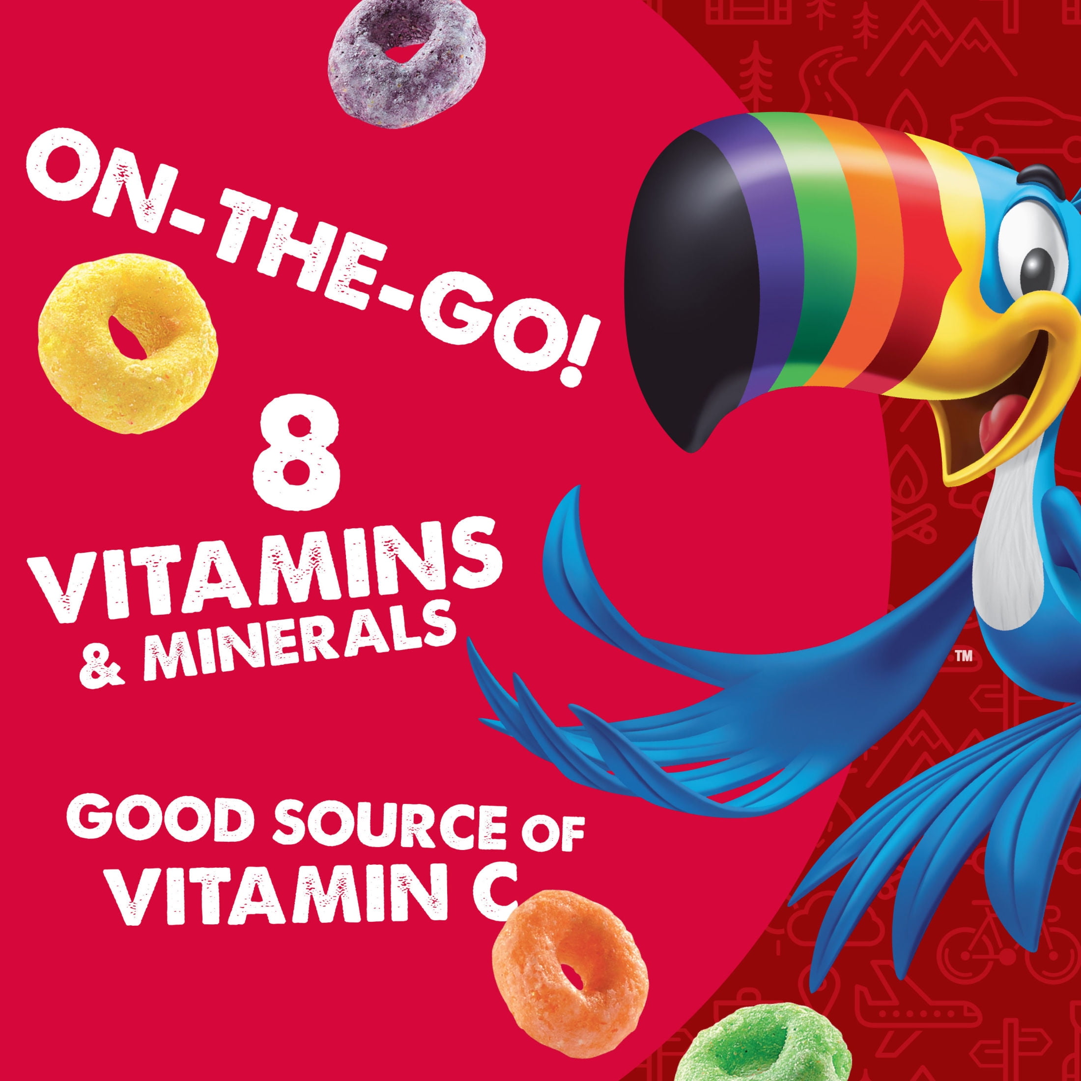 Kellogg's Froot Loops Go Packs Original Cereal, Kids Snacks, 9.5 oz, 10 Count