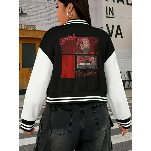 Women's Hell Peep Goth Boiclique Baseball Jacket Big Size Hoodie Bomber Jacket
