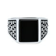 thumbnail image 2 of Bling Jewelry Mens Retro Classic Mens Silver Ring with Black Onyx Gemstone Rectangle Signet Design, 2 of 4