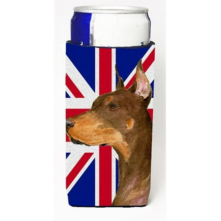 

Doberman With English Union Jack British Flag Michelob Ultra bottle sleeves For Slim Cans - 12 Oz.