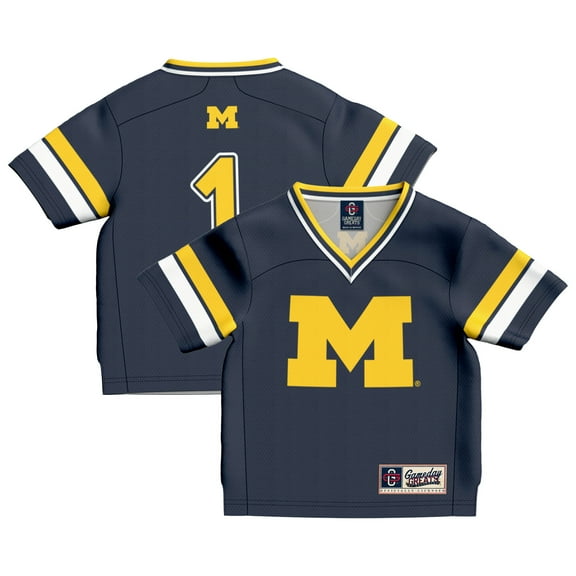 Toddler GameDay Greats #1 Navy Michigan Wolverines Collegiate Football Fashion Jersey