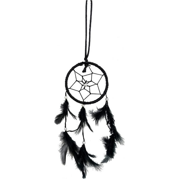 Rastogi Handicrafts Dream Catchers Wall Decor, Home Car Bedroom Nursery Room Hanging Handmade Feather Decor Decoration (Black 3" Ring)