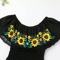 thumbnail image 5 of IBTOM CASTLE Mexican Dress for Girls Traditional Off-Shoulder Floral Embroidery Cinco de Mayo Fiesta Party Folklorico Dress 2-3 Years Black, 5 of 8