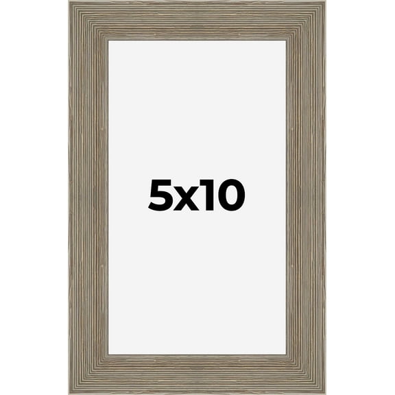 5x10 Frame Gray Barnwood Rustic Solid Wood Picture Frame | 1.5 Inch Moulding Width | Includes UV