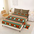 thumbnail image 2 of jejeloiu Bold Aztec Queen Sheets For Men Women,Tribal Pattern Queen Sheet Sets,Orange Teal,4 Pieces,1 Flat Sheet, 1 Fitted Sheet and 2 Pillowcases, 2 of 6