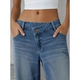 thumbnail image 6 of Female Denim High Waist Pocket Wide Leg Jeans Blue S, 6 of 8