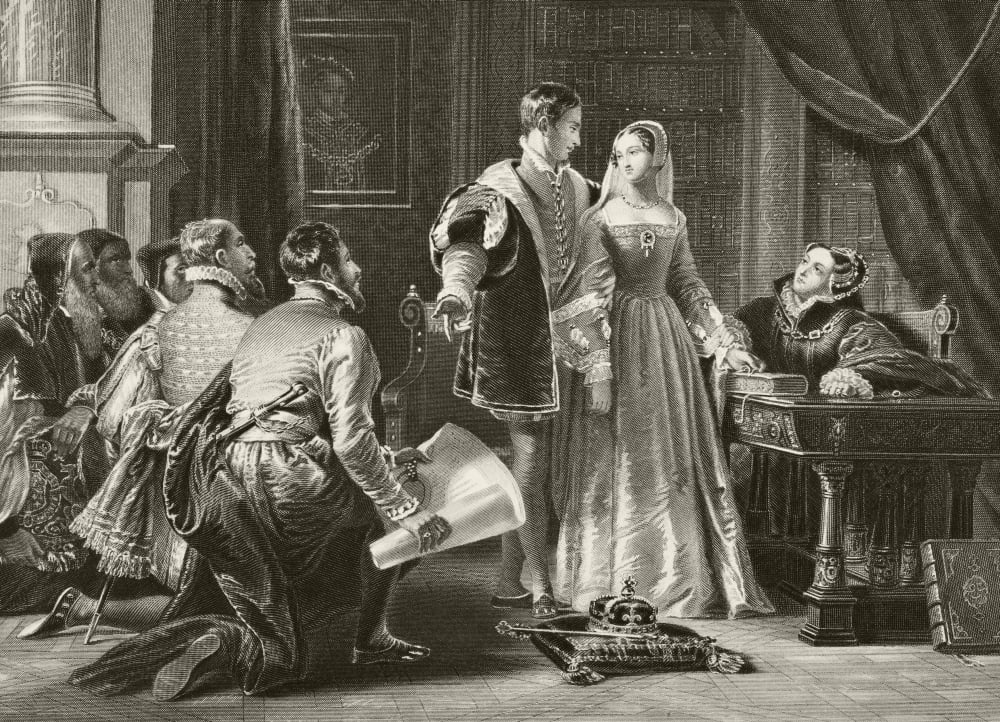 Lady Jane Grey S Reluctance To Accept The Crown Sion House July 8Th 1553 From The National And Domestic History Of England By William Aubrey Published London Circa 1890 Canvas Art - Ken Welsh Design