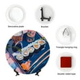 thumbnail image 4 of Picia Colorful Sushi Food Art Pattern Bone China Decorative Plate – Wall Decor with Stand and Adhesive, Elegant Ornament for Living Room, Office, or Entryway-7in, 4 of 6