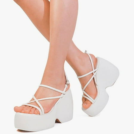 

Big Size 35-43 Brand New women s Wedges High Heels Sandals Fashion Buckle Platform Summer Sandals Women Party Beach Shoes Woman