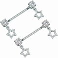 thumbnail image 2 of 14G Dangle Charm Nipple Rings for Women Rhinestone Cubic Zirconia Dangling Star Moon Nipplerings Straight Bar Cross Drop Nipple Shield Barbell Ring Fashion Body Piercing Jewelry, 2 of 7