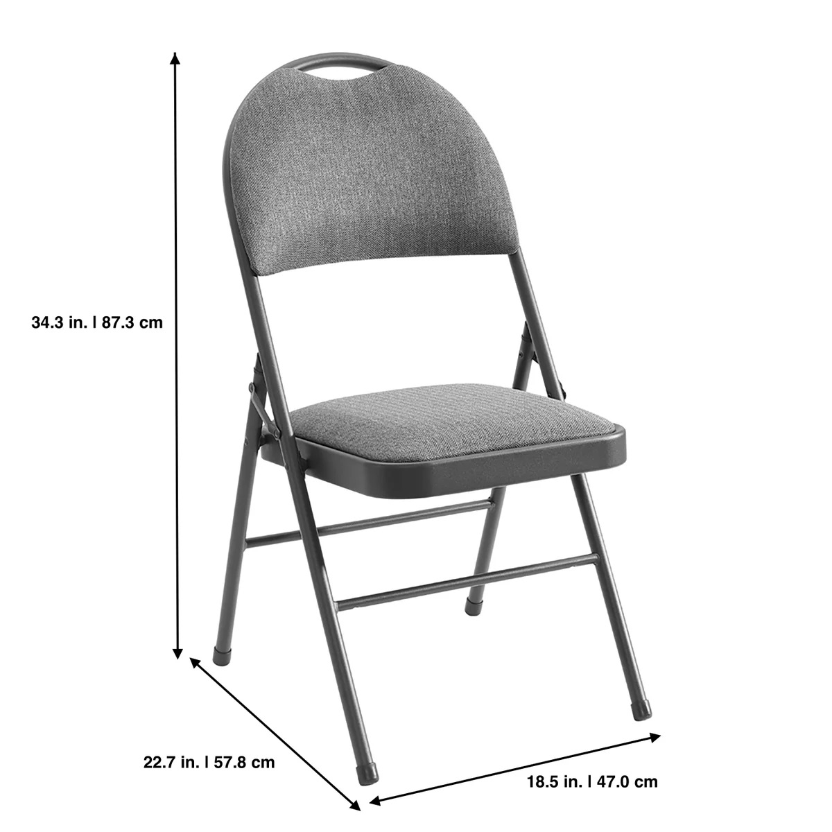Maxchief Metal High Back Padded Folding Chair, Gray