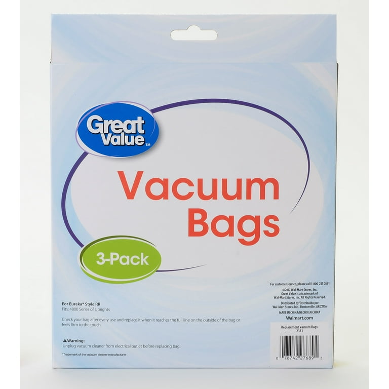 Great Value Eureka Style RR Vacuum Bag, 3-Pack, 2331 