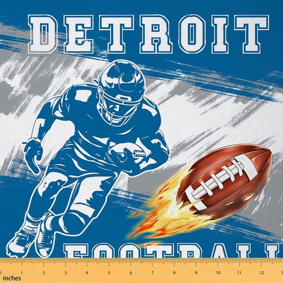 jejeloiu Detroit Fabric by the Yard 1 Yard,Sport Games Sport Home Decor Fabric by the Yard,Boys Ball Game Sewing Fabric For Children,Super Cozy Room Decor