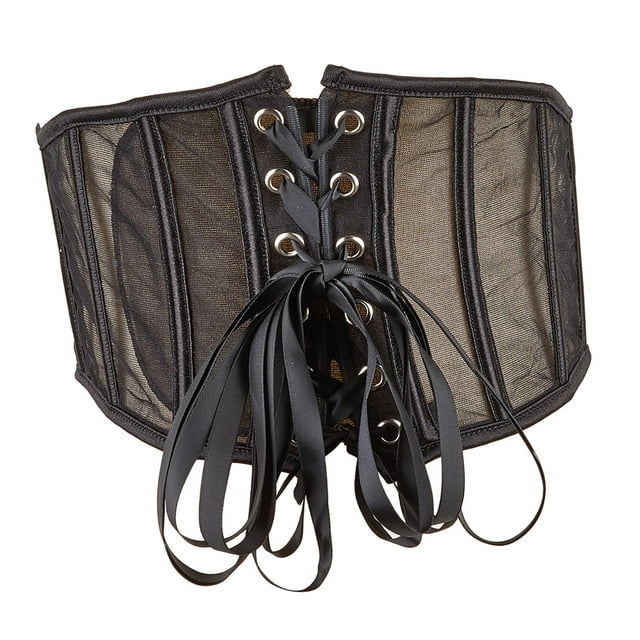 Cintura Elástica Cinturón Faja Cincher Waspie Corsé Debajo Del Busto Encaje Atado Mujeres M 65CM 65-75CM Sunnimix cinturón de corsé