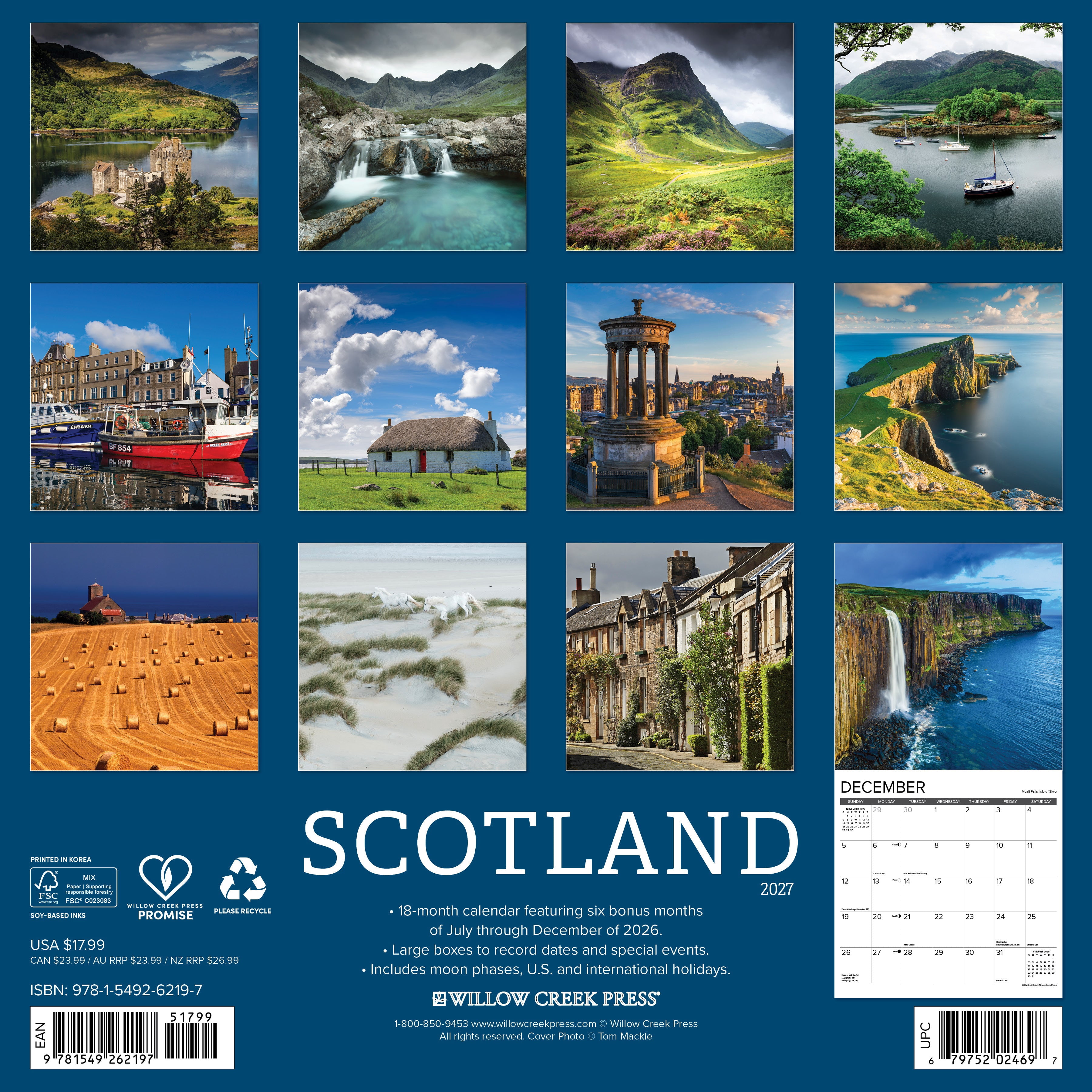 Willow Creek Press, Scotland 2027 Wall Calendar