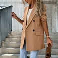 thumbnail image 5 of jsaierl Womens Blazer Double Breasted Notched Collar Open Front Solid Color Plus Size Jacket Trench Coat with Pocket, 5 of 9