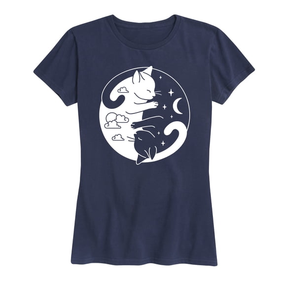 Instant Message - Sun and Moon Cats Women's Short Sleeve Graphic T-Shirt