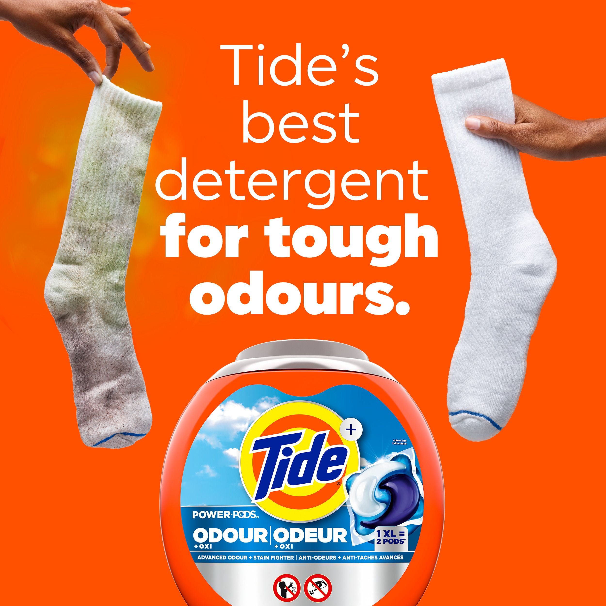 Capsules de détergent à lessive Tide Odeur + Oxi, parfum Original, agent détachant avancé contre les odeurs 25CT