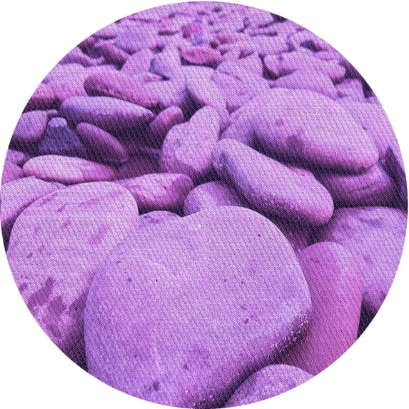 Ahgly Company Machine Washable Indoor Round Transitional Violet Purple Area Rugs, 8' Round