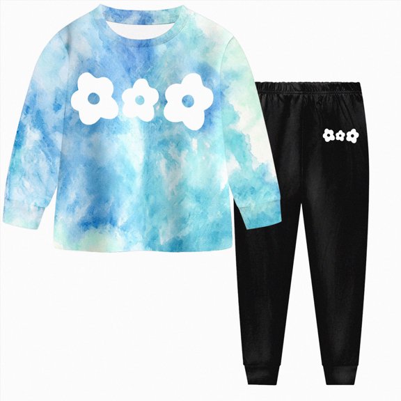 KPOPLK Toddler Girl Clothes Kid Two Piece Floral Print Long Sleeve T-Shirt Crewneck Sweatshirt Top and Legging Pant Casual Fall Winter Spring Outfit Size 7-8 Years